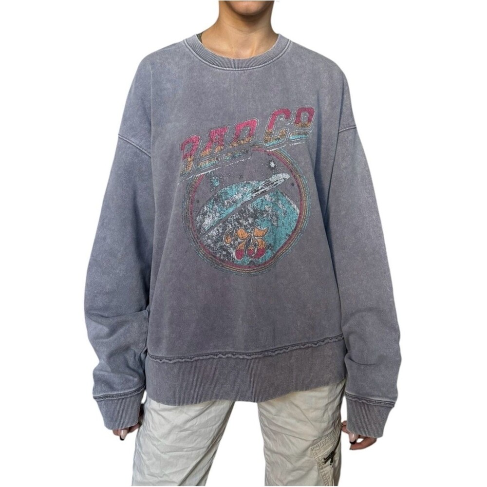 Zara x Bad Co Eclectic Grandpa Stone-Wash Graphic Crewneck Sweatshirt